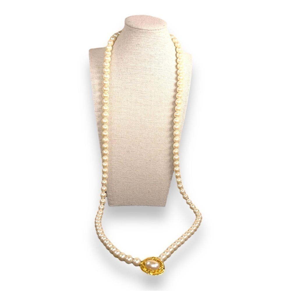 VINTAGE LONG PEARL GOLD PENDANT NECKLACE TWO LENGTH OPTIONS WEDDING PARTY